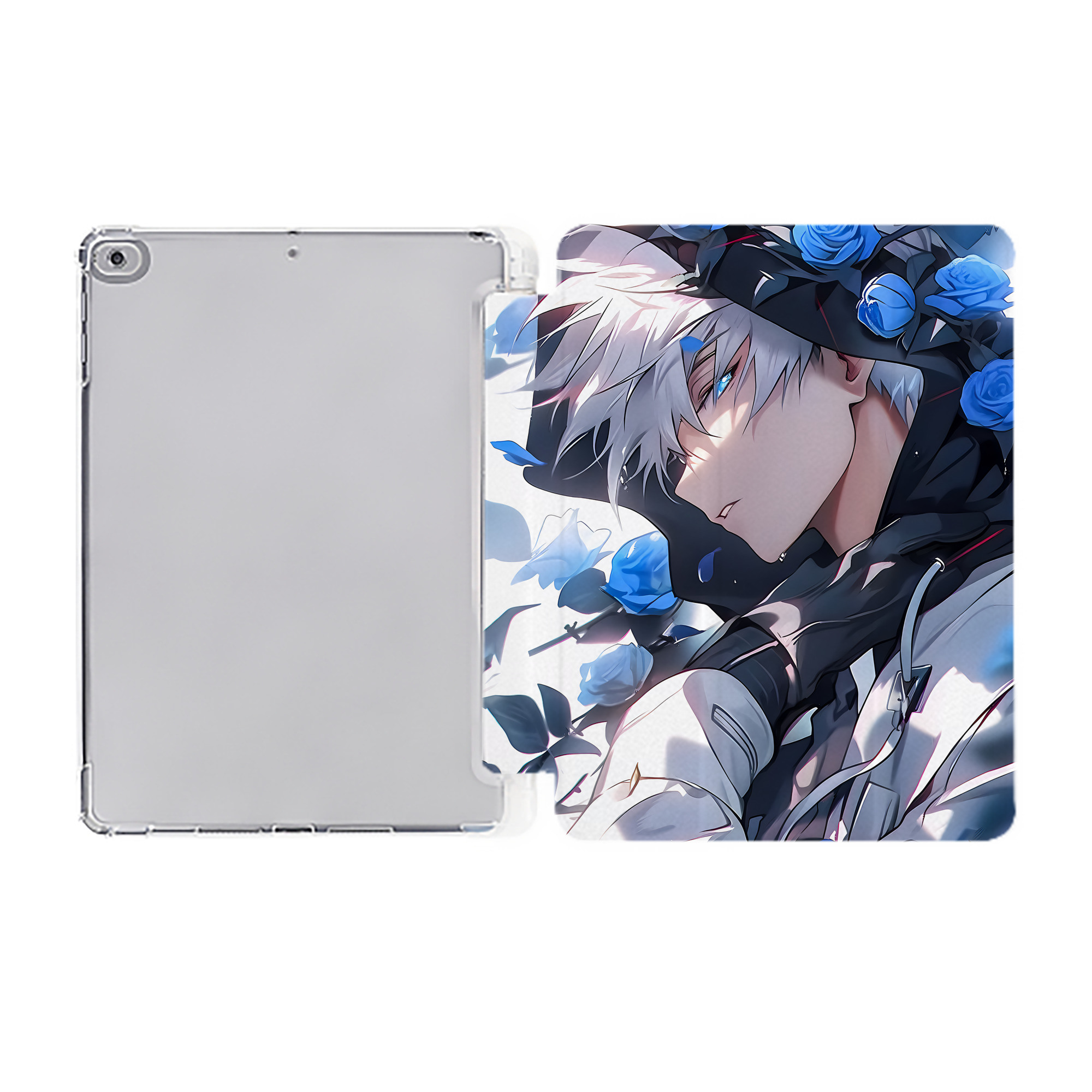 （画像用） 呪術廻戦 Jujutsu Kaisen IPad ケース ペン収納付き 三つ折りスタンド PUレザー×シリコン 対応機種9.5/10.5/10.9インチ